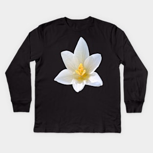 White Crocus Close Up No Background Kids Long Sleeve T-Shirt